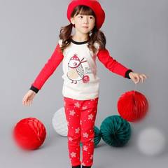 Children's underwear suits children cotton long johns warm pajamas 2017 new boys and girls. Watermelon red red Christmas Penguin 130cm
