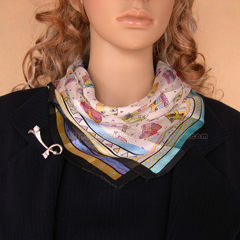 Silk scarf scarf 100% silk satin silk small square fun cat pattern