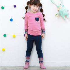 The new children's underwear set Infant Baby cotton long sleeved clothes children long johns in spring and autumn. A red lace cuff 130cm