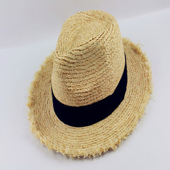 Panama Yujia rattan with Korean men and Women Beach hat hat Lafite baronial Hat Visor tide M (56-58cm) Raffia color
