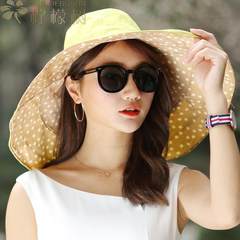 Summer ladies, large caps, sun caps, UV protection, folding sun caps, beach hats, flower pots, hats, outings Adjustable Wave a khaki
