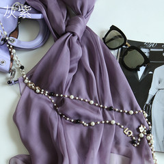 Summer sun protection shawl scarf dual-use beach magic silk scarf sleeveless silk blouse coat grey and purple [60% of people choose this style]