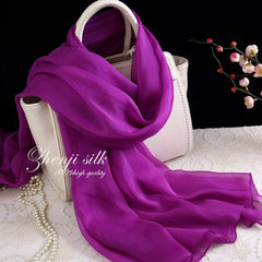 Pure violet mulberry silk scarf women`s long silk scarves thin spring and winter summer beach sun protection length 180cm wide 65cm