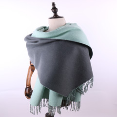 High end weight 365g lambing cashmere double color wool scarf shawl dual purpose warm and thick winter special peppermint grey coffee double sided