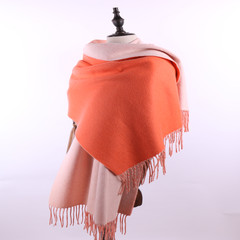 High end weight 365g lambing cashmere double color wool scarf shawl dual purpose heat preservation thickening winter special orange rice white double sided