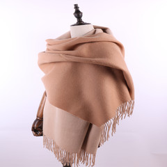 High-end weight 365g lambing cashmere double color wool scarf shawl dual-use heat preservation thickening winter special camel double color