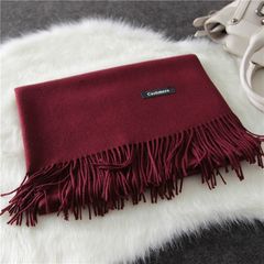 Muffler women summer sun protection, cotton and linen dual purpose air conditioning room, thin and long, super large beach towel, pure color and 100% matching shawl, Korean version of cashmere wine red