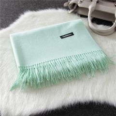 Muffler women summer sun protection, cotton and linen dual purpose air conditioning room, thin and long, super large beach towel, pure color and 100% matching shawl, Korean version of cashmere peppermint green