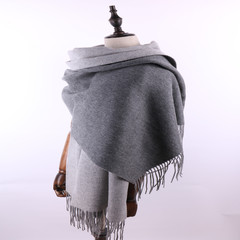 High end weight 365g lambing cashmere double color wool scarf shawl dual-use heat preservation thickening winter special dark grey double face