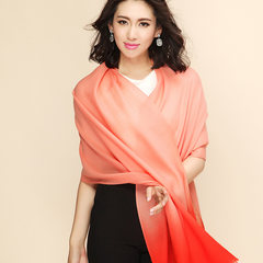 Women`s long Korean version of the pure color red winter wool cashmere scarf summer thin air conditioning room shawl orange powder