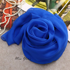 Shanghai story spring and summer authentic real silk mulberry silk long style 100% match pure color silk scarf lady shawl shawl scarf gauze scarf lady 6 treasure blue