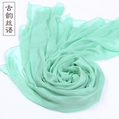 Autumn and winter pure silk scarf female Hangzhou long scarf shawl all-match light green high-grade silk gift Long 250cm* width 135cm