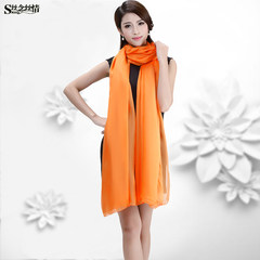 SNSQ scarf winter warm, authentic high-end Korean long pure silk mulberry silk scarf shawl, orange Orange long 2.45m wide 0.65M