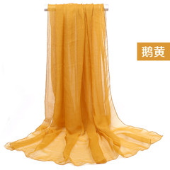 Cotton and linen scarf female age all-match red black and white color version of students' long summer sun thin scarf Yellow