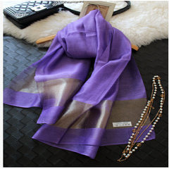 Luxury ladies nude pearl silk scarf scarf yarn Phnom Penh perspective shawl Fan Bingbing with sunscreen Cowboy blue