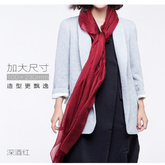 Camille cool cashmere scarf women`s autumn and winter new dual-use super large ring velvet pure color thin style shawl package wine red