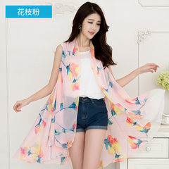 Changeable shawl, scarf, magic silk scarf, multi-functional 100a women`s summer sun protection coat, long style chiffon 2017 new style flower and twig powder
