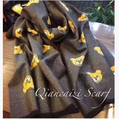 2016 new British brand name men`s and women`s cashmere jacquard small bee bear scarf thickened shawl boutique bear 420 grams of hemp ash