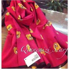 2016 new British brand name men`s and women`s cashmere jacquard small bee bear scarf thickened shawl boutique bear 420 grams rose
