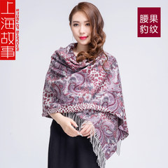 Shanghai story 2016 autumn and winter new cashmere scarf shawl dual-use double water ripple quality 03- cashew leopard print