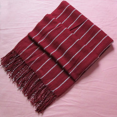 Korean version of students with stripes imitation cashmere lady scarf women autumn and winter long thickening dotted line Korean version of the shawl women 5 wine red