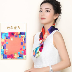 Small square scarf summer lady Korean version of small silk scarf ribbon hair with spring and autumn scarf dual-use female summer color rubik`s cube