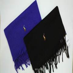 American purchasing Polo Ralph Lauren men and women solid color color horse mark warm pure wool scarf genuine goods Deep purple spot