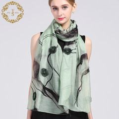 Female silk scarf scarf heart thin wool shawl scarf scarf summer multi-purpose accessories Pale green