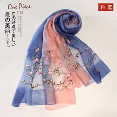 2017 new high-end silk scarves, mulberry silk, Embroidered Silk Shawls, embroidered long scarves, thin money Powder + orchid
