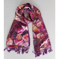 Silk silk scarf female winter thickening digital printing superstar high-end brushed Dream Rose