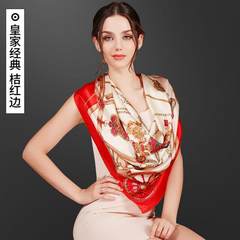 Silk square scarves female mulberry silk scarves in spring and autumn and winter hangzhou silk scarf shawl dual-use royal classic/orange edge