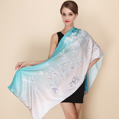 Shanghai silk story spring and summer double top grade pure silk air-conditioned scarf mulberry silk double button shawl dual use hui quality blue heart