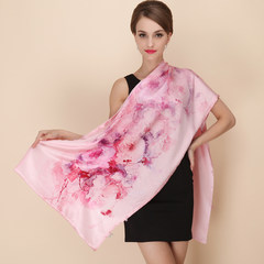 Shanghai silk story spring and summer double top grade silk air-conditioned scarf mulberry silk double button double button shawl dual purpose light pink recall