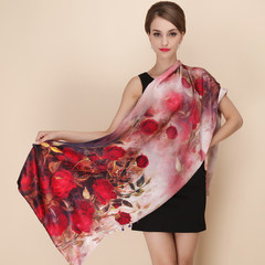 Shanghai silk story spring and summer double top grade pure silk air-conditioned scarf mulberry silk double button double button shawl two-way rose flowers