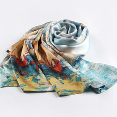 Shanghai silk story spring and summer double top grade silk air-conditioned scarf mulberry silk double button up shawl dual use European and American countryside