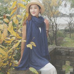 Large red scarf winter Cotton Shawl sunscreen summer female woman with long scarf and folk style in winter Navy