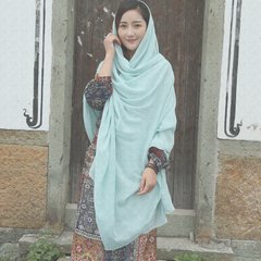 Large red scarf winter Cotton Shawl sunscreen summer female woman with long scarf and folk style in winter Blue and green