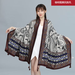 National wind, cotton and linen scarf sunscreen air conditioning shawl gauze towel seaside holiday super beach towel silk towel dual-use female summer coffee totem national wind