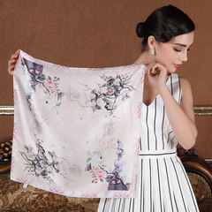 Summer mulberry silkworm silk small square towel stewardess 100 take scarf Korean silk scarves professional little scarf female summer gauze towel water ink peony [square]