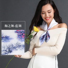100% pure silk shawl/plain crepe satin pure silk handkerchief/blue and white porcelain with Chinese characteristics | foreign favorite plum dance — The blues