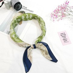 The spring and Autumn period small square South Korea all-match small Korean airline stewardess scarf scarf scarf female bag occupation cashew flowers 4#70*70 cashew green