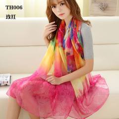 Spring and autumn scarves lady summer thin shawl dual purpose long style 100% with chiffon gauze towel sunscreen small scarf scarf scarf scarf scarf scarf scarf scarf scarf scarf scarf scarf scarf square towel TH006 rose red