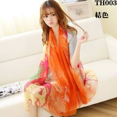 Spring and autumn scarves ladies summer thin shawl dual purpose long style 100% with chiffon gauze towel sunscreen small scarf scarf scarf scarf scarf scarf scarf scarf scarf scarf scarf square TH003 orange color