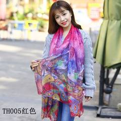 Spring and autumn scarves lady summer thin shawl dual purpose long style 100% with chiffon gauze towel sunscreen small scarf scarf scarf scarf scarf scarf scarf scarf scarf scarf square scarf TH005 red