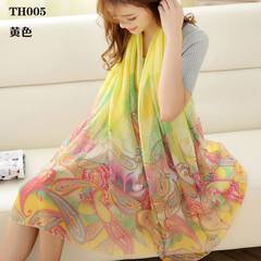 Spring and autumn scarves lady summer thin shawl dual purpose long style 100% with chiffon gauze towel sunscreen small scarf scarf scarf scarf scarf scarf scarf scarf scarf scarf square scarf TH005 yellow