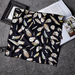 The new style of 2017 summer spring small square scarf small silk towel decorates Korea 100 match female scarf headscarf small scarf professional 50 black feather
