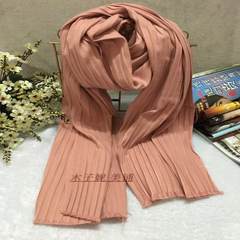 2016 new product: high-end autumn and winter pure color pleated cashmere long scarf, large shawl neck powder
