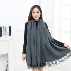 Pop men and women imitation cashmere shawl thickened autumn and winter real red unit gifts charcoal ash