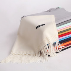 New edition of Korean color cashmere wool, lady thickening scarf, shawl dual-use, autumn and winter red tassel long Dark grey