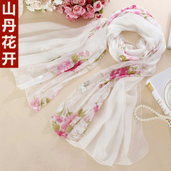 100 gifts summer ladies long silk scarves spring and summer silk mulberry silk middle-aged mother scarf shawl suntan flowers